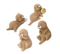 Hemobllo 4 pezzi Miniature Mini Lontra in Resina Decorazioni Micro Paesaggio per Giardini delle Fate e Accessori Piante Figurine Versatili per Cake Topper e Portachiavi