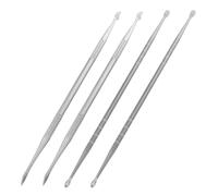 Hemobllo 4 Pezzi Penna per Scultura Unghie Doppia Testa in Ferro Argento Leggera e Portatile per Nail Art Gel, per DIY e Pittura Professionale delle Unghie