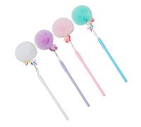 Hemobllo 4 pezzi Penne Gel per Palline Fluffy Colorate Cartone Animato per Scuola Ufficio e Casa Scrittura Liscia e Design Ergonomico per Ragazzi e Ragazze