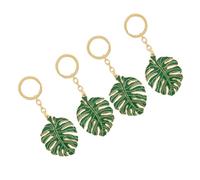 Hemobllo 4 pezzi Portachiavi Decorativi in Lega con Ciondoli Foglia Svuotata Design Stilizzato Forma di Foglia di Monstera Leggeri e Resistenti per Borsa Auto e Ufficio