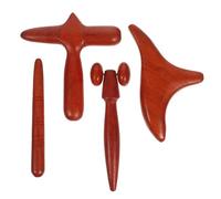 Hemobllo 4 Pezzi Set Massaggiatore in Legno Marrone per Massaggio Terapeutico, Strumenti Gua Sha in Diverse Forme per Rilassamento e Cura del Corpo