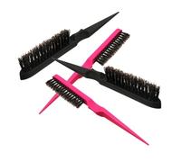 Hemobllo 4 pezzi Spazzola per Capelli da Salone con Setole di Cinghiale Pettine Tre File per Cotonatura e Volume Manico Sottile Ergonomico Stimola Capelluto Uso Colore Casuale