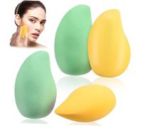 Hemobllo 4 Pezzi Spugne per Make Up a Forma di Mango per Fondotinta e Cipria Morbide e Creative Aumentano di Dimensione a Contatto con l'Acqua per Applicazione Quotidiana del Make Up