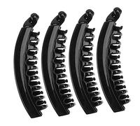 Hemobllo 4pezzi Fermaglio Per Capelli Banana Grande Fermaglio Per Coda Di Cavallo Dentini Elastico Per Coda Di Cavallo Forte Tensione Nero