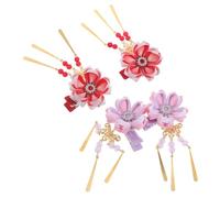 Hemobllo 4pezzi Forcine Per Di Di Fermagli Nappe in Tessuto Design Floreale Opzioni e Materiale Confortevole Per Accessorio Oriente-occidente Per Costumi