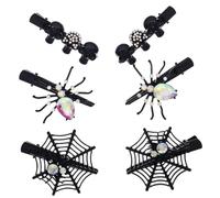 Hemobllo 6 Pezzi Fermagli per Chioma Halloween Ragno, Ragnatela e Teschio in Lega di Zinco Decorazione di Strass Nero per Party e Costumi e Ragazzi