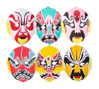 Hemobllo 6 Pezzi Maschera da Opera Cinese Floccata per Travestimento in Tema Sichuan Elegante e Misterioso, per Feste di Natale e Decorazione Scenica Stili multipli