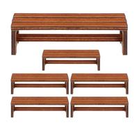 Hemobllo 6 Pezzi Panchina Mini in Legno Marrone per Bambole e Diorama | , Venatura Naturale, Peso Ridotto e Stabile, Facile da Spostare per Foto e Progetti