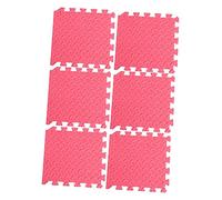 Hemobllo 6 Pezzi Tappetino Puzzle Eva Spesso con Motivo Foglia Piastrelle Interbloccanti Antiscivolo e Ammortizzanti per Gioco e Protezione Pavimento Rosso