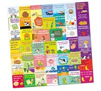 Hemobllo 60 pezzi Carte Divertenti per Lunch Box Biglietti di Carta Colorati con Barzellette e Illustrazioni Cartoon per Festa Scuola e Regalo per Ragazzi e Ragazze