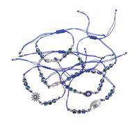 Hemobllo 6pezzi Bracciale con Ciondolo Anti-malocchio e Perline Distanziatrici Artigianali Occhio Turco Portafortuna per Donne Bracciale di Corda Regolabile per Feste e Preghiere