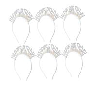 Hemobllo 6pezzi Cerchietto Di Buon Compleanno Con Glitter e Accenti Dorati Accessorio Per Per Feste Di Compleanno Adatto Per Ragazze e Donne Bianco