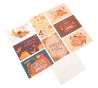 Hemobllo 8 Pezzi Biglietti Auguri Piccoli per Festa del Ringraziamento, | Busta, Stile Semplice e Spettrale, per Giovani, Biglietti d Invito Cartoni Animati Ringraziamento
