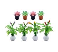 Hemobllo 8 pezzi Miniature Dollhouse Potted Plants Realistic Artificial Bonsai Succulent Flowers For DIY Fairy Garden Decor Tiny Miniature Greenery For Dollhouse And Shelves