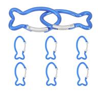 Hemobllo 8 Pezzi Moschettone a Forma di Pesce in Lega di Alluminio Blu, Moschettone da Arrampicata, per Fissare Attrezzatura, per Escursionismo e Sicurezza Outdoor