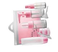 Hemobllo 9 pezzi Bottiglie da Viaggio Portatili in Plastica Trasparente Spray Ricaricabili per Shampoo Lozione e Resistenti e Anti-perdita per Viaggi e Quotidiano Colore Rosa