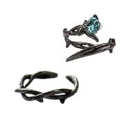 Hemobllo Anelli Corona di Spine Nero 2 Pezzi Anello Aperto per Dito Mignolo Uomo e Donna per Fidanzamenti e Feste