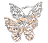 Hemobllo Anello a Forma Di Farfalla Da Donna, Set 2 Pezzi in Lega Lucente, Accessorio Decorativo Luminoso Per Ragazze e Regalo Per Occasioni Speciali