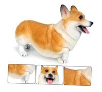 Hemobllo Animale Simulato Welsh Corgi in Plastica Figurina Realistica Decorativa per Giocattolo Cognitivo Educativo Regalo per Ragazzi e Ragazze Bianco e Giallo Peso