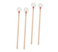 Hemobllo Bacchette per Timpani 4 Pezzi Testa in Feltro Beige e Manico in Legno Ergonomico, Accessori per Tamburo per Orchestre e Bande Scolastiche