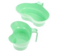 Hemobllo Bacinella per Vomito in Plastica PP con Manico Ergonomico Set 2 Pezzi per Igiene Orale di Pazienti Anziani Allettati Tazza Curva Anti-Rovesciamento per Cura al Capezzale e