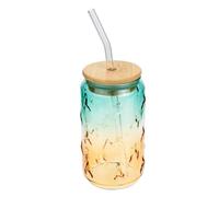 Hemobllo Bicchiere in Vetro Forma di Lattina con Coperchio Arancione Tazza Riutilizzabile per Caffè e Bevande Accessorio Pratico per Casa e Colazione