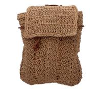 Hemobllo Borsa di Paglia Intrecciata Marrone Chiaro Coulisse di Sicurezza, Zaino Versatile Donna per Spiaggia, Viaggio e Uso Quotidiano, Leggera e Resistente