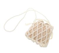 Hemobllo Borsa Estiva da Donna Perline e Perle Borsetta Intrecciata a Mano Leggera Coulisse Accessorio per Occasioni Speciali e Vacanze al Mare