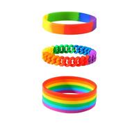 Hemobllo Braccialetti Arcobaleno in Silicone 3 Pezzi Cerchio da Polso Colorato Resistente e Flessibile Gioielli dell'Amicizia Unisex per Uso Quotidiano e Sportivo