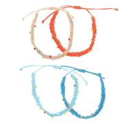 Hemobllo Braccialetti in Cordino di Cera Fatti a Mano con Perline Colorate, Regolabili, Resistenti All’usura Quotidiana, Set da 4 per Donna e Uomo, per Surf, Yoga e Uso Quotidiano