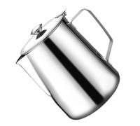 Hemobllo Bricco Argento in Acciaio Inox 600ml per Latte con Coperchio