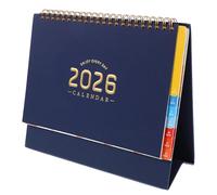 Hemobllo Calendario da scrivania: calendario 2026, minimalista, in piedi, con rilegatura a doppio filo, linguette colorate, planner settimanale mensile per l'organizzazione quotidiana, blu