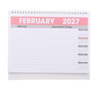 Hemobllo Calendario da Scrivania Piccolo 2026 2027, Carta, Floreale | Layout Inglese Chiaro, Spazio Ampio per Annotazioni, Base Stabile, Tema Rosa per Studenti e Professionisti