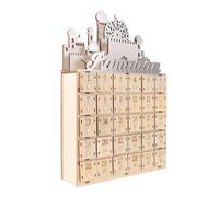 Hemobllo Calendario e Luce LED Conto alla Rovescia Ramadan in Legno con 30 Mini Cassetti Beige Decorazione da Tavolo per Festa Eid e Arredamento Camera