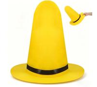 Hemobllo Cappello da Strega Giallo Cappello a Cilindro Alto in Feltro Pieghevole e Portatile per Mascherate e Feste di Halloween