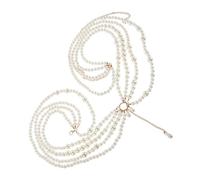 Hemobllo catena di perle in vita cintura a catena in vita per le donne perle Catena in vita catene del corpo per la vita delle donne gioielli per la pancia Perla artificiale bianca
