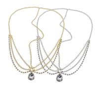Hemobllo Catena la Testa da Matrimonio e Gioielli per Chioma Donna, Set da 2 Pezzi Strass, Catene Dorata e Argentata Pendente, Accessori Eleganti per Feste, Balli e Cerimonie
