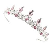 Hemobllo Cerchietto da Sposa in Lega Strass Rosa Copricapo da Matrimonio per Ragazze Accessorio per Feste di Compleanno e Cerimonie