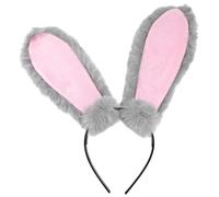 Hemobllo Cerchietto Fascia per Chioma e in Peluche Grigio Orecchie da Coniglio Accessorio Costume Festa per Cosplay Pasqua per Adulti e Ragazzo Ragazza Adulti Ragazzo Ragazza