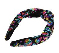 Hemobllo Cerchietto Larga Fascia per Capelli Donna con Paillettes e Nodo Accessorio Brillante per Feste e Viaggi Fascia Turbante Comoda e Resistente con Lucentezza Duratura