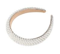 Hemobllo Cerchietto per Chioma Donna Strass e Perle Barocche, Fascia Decorativa Bianca, Accessorio Elegante per Feste e Uso Quotidiano