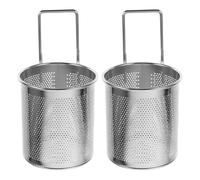 Hemobllo Cestello Scolapasta in Acciaio Inox 2 Pezzi con Rete Fine e Doppio Gancio, Colino per Pasta e Ramen Resistente al Calore, per Cucina Casalinga e Pentole a Bollitura Alta