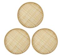 Hemobllo Cestino Setaccio in Bambù Intrecciato 3 Pezzi, Setaccio Multiuso Tradizionale Cinese, Scolapasta Pratico per Snack e Conservazione Casa, Decorativo e Artigianale, Diametro 18 Cm