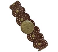 Hemobllo Cintura Donna Larga in Metallo Vintage con Fibbia Tonda Traforata Western Design con Incisioni Boho per Jeans e Gonne Cintura Decorativa Cowgirl