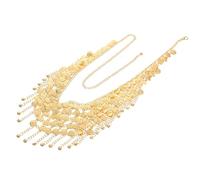 Hemobllo Cintura per danzatrice del ventre: cintura con catena per la vita con ciondolo a moneta vintage per donna - gioiello per il corpo con nappe multistrato per le celebrazioni delle feste di
