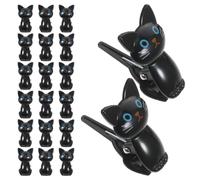 Hemobllo Clip per Sacchetti 32 Pezzi a Forma di Gatto Nero | Patatine e Appunti, Plastica, Apertura Facile, Tenuta Sicura, Viaggio e Lavoro