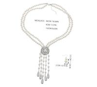 Hemobllo Collana di Perle Multistrato con Nappa Lunga e Pendente Goccia Gioielli Rinascimentali Donna per Matrimoni e Eventi Formali Accessorio Vittoriano Elegante e Comodo