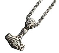 Hemobllo Collana Vichinga da Uomo Ciondolo Martello del del in Acciaio Inox Gioielli Punk Vintage Amuleto Resistente per Feste e Uso Quotidiano