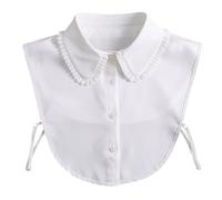 Hemobllo Colletto Finto Staccabile da Donna in Chiffon Bianco Colletto a Mezza Camicia Traspirante e Confortevole Accessorio Moda Versatile per Abiti e Maglioni Confezione da 1 Pezzo