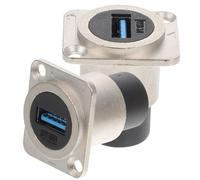 Hemobllo Connettore USB 3.0 per Montaggio Pannello, Doppio Femmina, Passante, Materiale PC e Metallo, Installazione a Pannello, Anti-invecchiamento, Confezione da 2 Pezzi